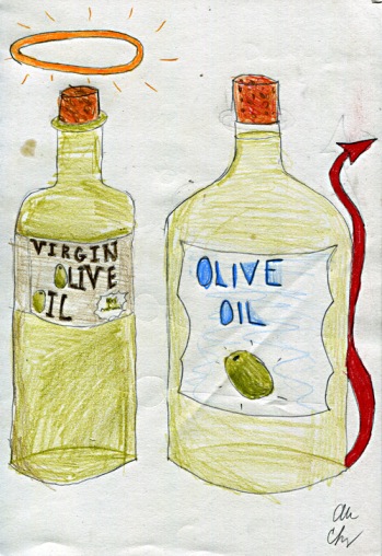 illustration olive oil good and bad
